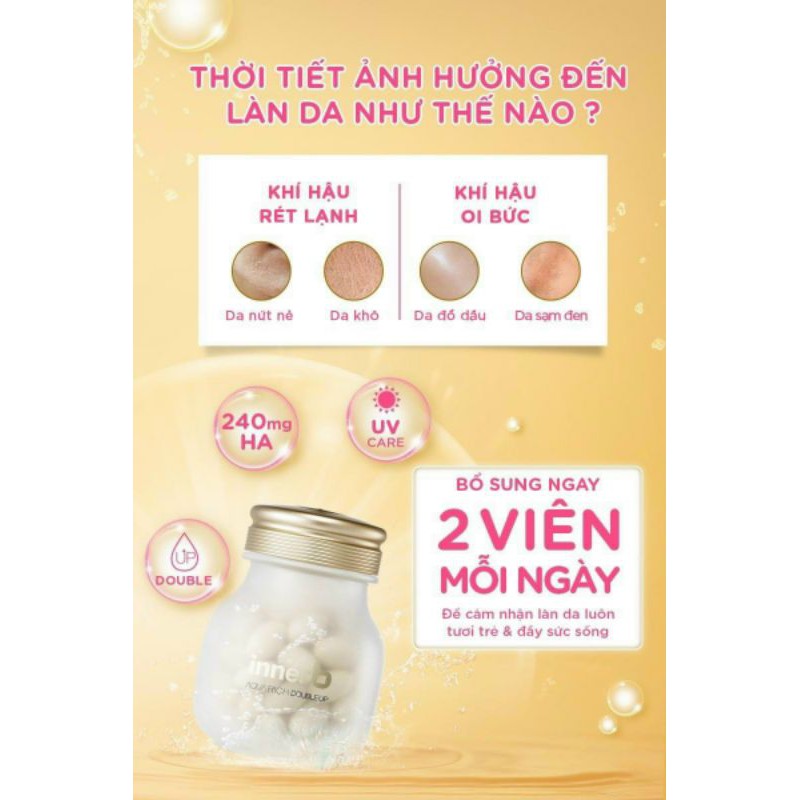 [Tặng kèm túi đựng] [Full VAT, giấy tờ]Viên uống cấp nước 70 viên INNERB AQUA RICH DOUBLE UP mẫu mới