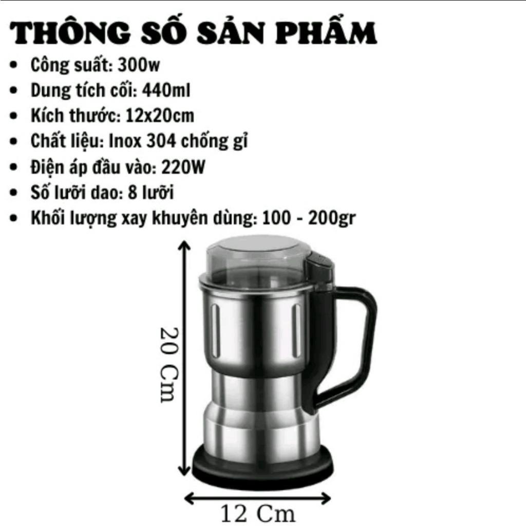 Máy Xay Hạt Khô ,Xay Bột , Gia Vị Cà Phê Đa Năng Siêu Mịn Công Suất 300W , 6 Lưỡi Dao Đa Năng