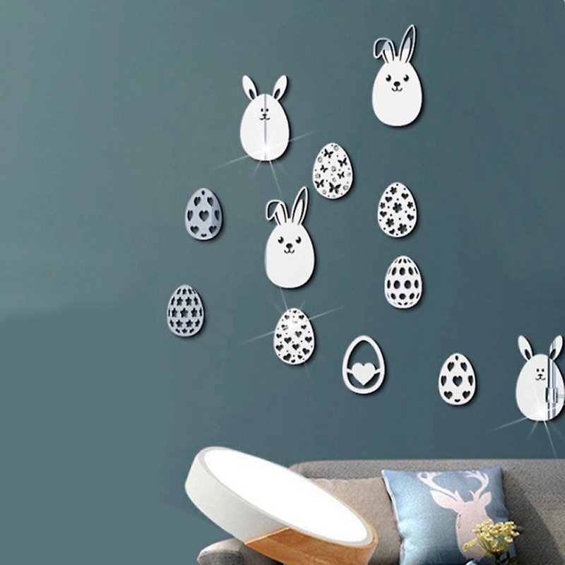 1 Sticker Dán Tường Hình Trứng 3d Hiệu Ứng Gương Dùng Trang Trí Phòng Ngủ, Phòng Khách