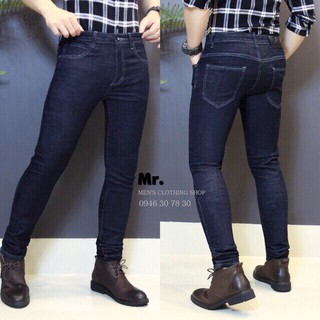 Quần jean nam dài xanh đen muối tiêu form chuẫn body hàng cao cấp