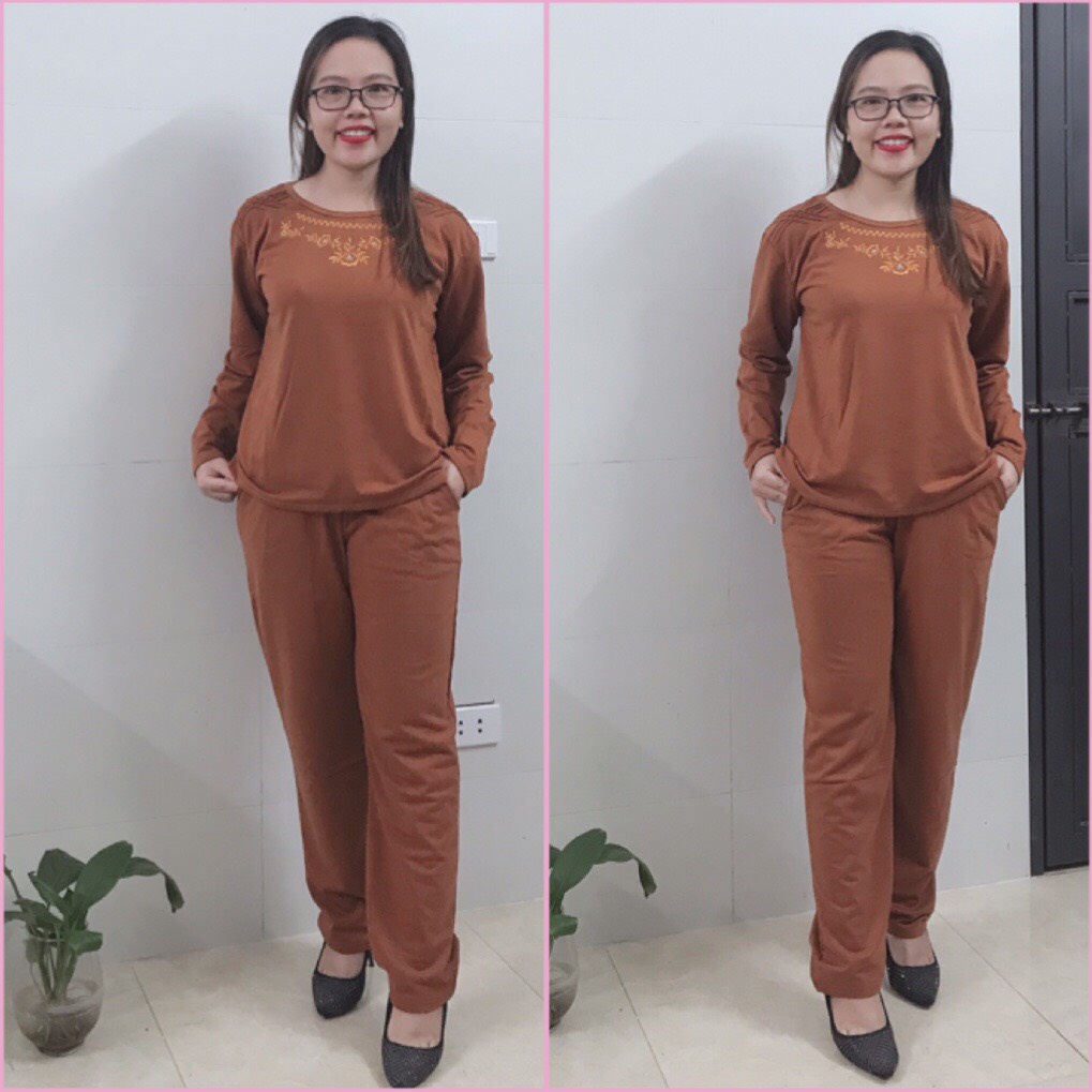 Bộ Đồ Trung Niên - Bộ Da Cá Mặc nhà Thu Đông Cho Mẹ cho Bà