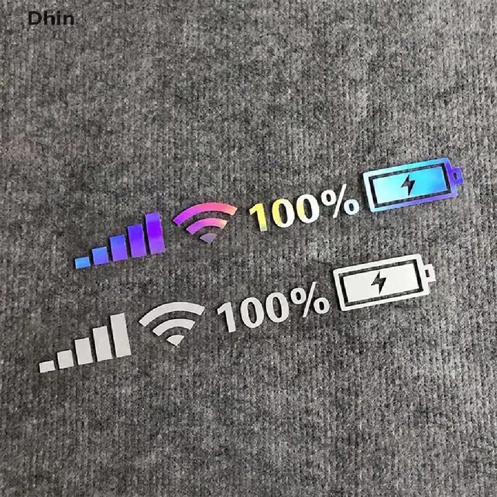 Sticker Vinyl Dán Kính Chắn Gió Xe Hơi Hình Dấu Mức Pin Wifi Vui Nhộn