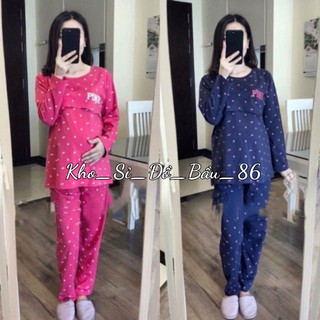 Bộ Đồ Bầu Pink 2 In 1 có nắp mở mặc bầu và sau sinh