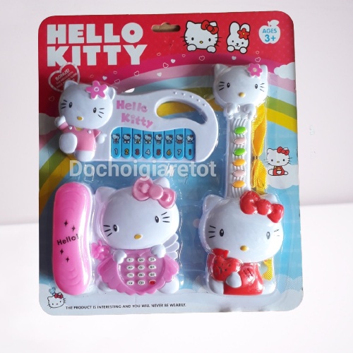 Bộ đàn đồ chơi 3 món Hello Kitty phát nhạc phát đèn cho bé (tặng 2pin)