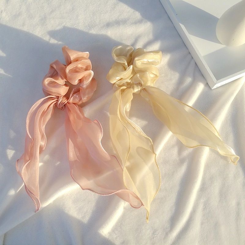 Dây Cột Tóc Ruy Băng Dài Bằng Satin Thắt Nơ Phong Cách Hàn Quốc Ngọt Ngào Cho Nữ