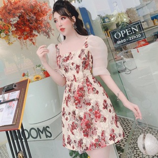 Đầm xoè ren ep tay phối