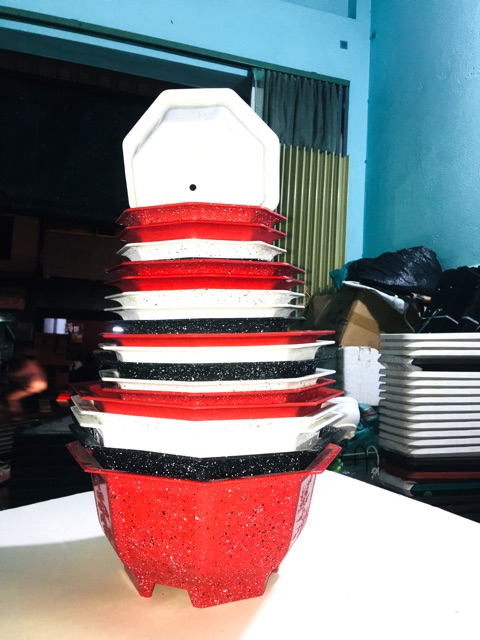 Chậu Nhựa Bát Giác Lùn - Chậu 8 Cạnh Lùn - Chậu Trồng Cây (5size)