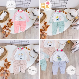 Bộ quần áo Unchi dài tay cho bé thun petit siêu mềm mịn, chất vải mát mẻ, thoải mái cho em bé