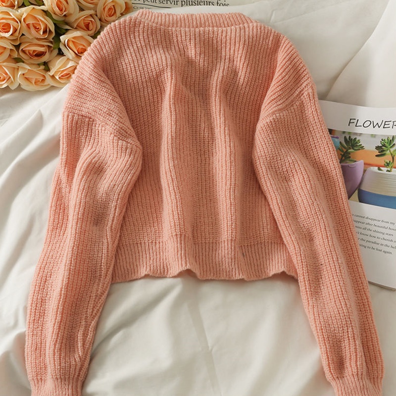 Áo cardigan Dệt Kim Tay Dài Cổ Chữ V Phong Cách Thời Trang Thu Đông Hàn Quốc Mới