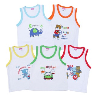 Set 5 Áo ba lỗ trắng viền màu Nanio