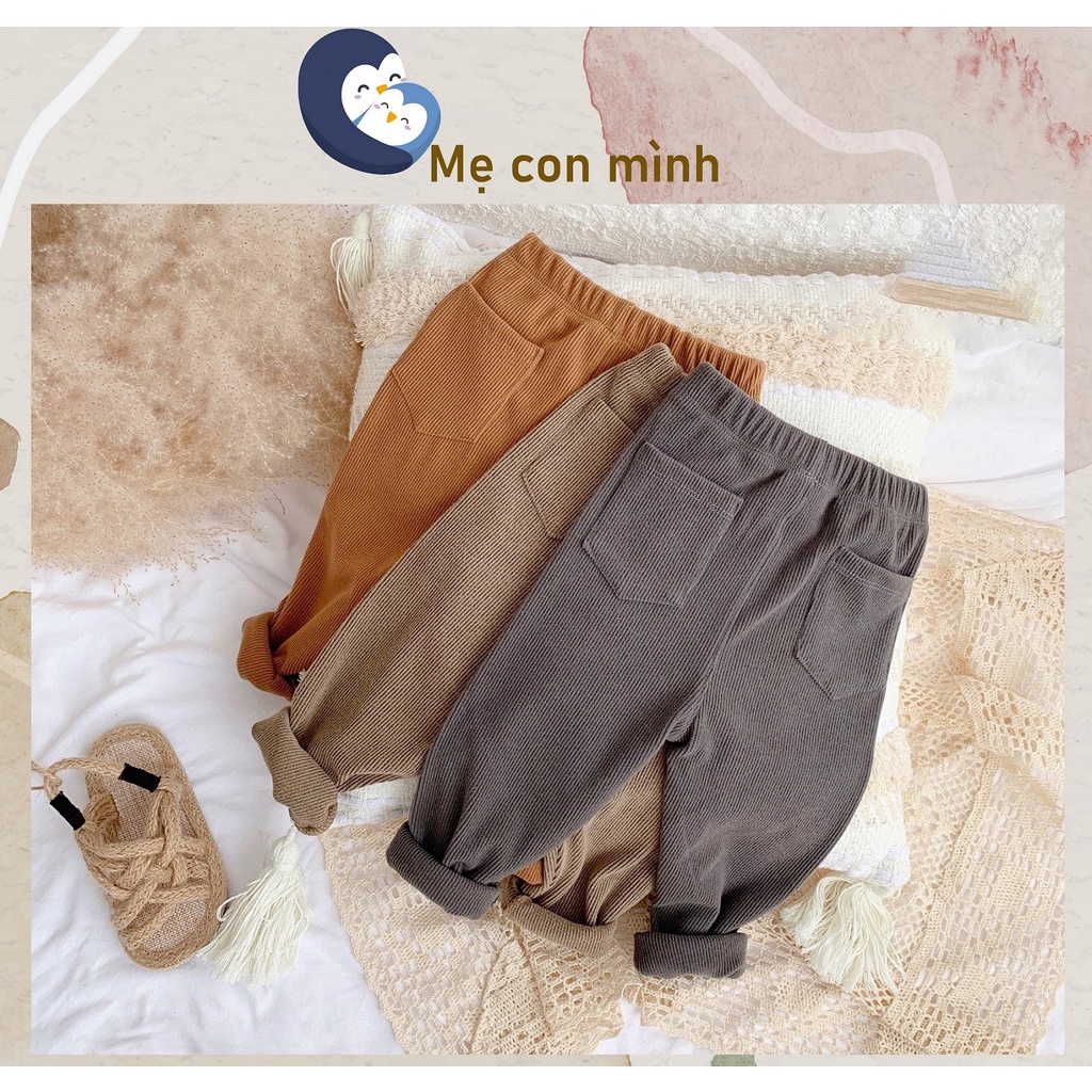 Quần nhung tăm bé trai, bé gái- Quần nhung cao cấp cho bé từ 8-20kg