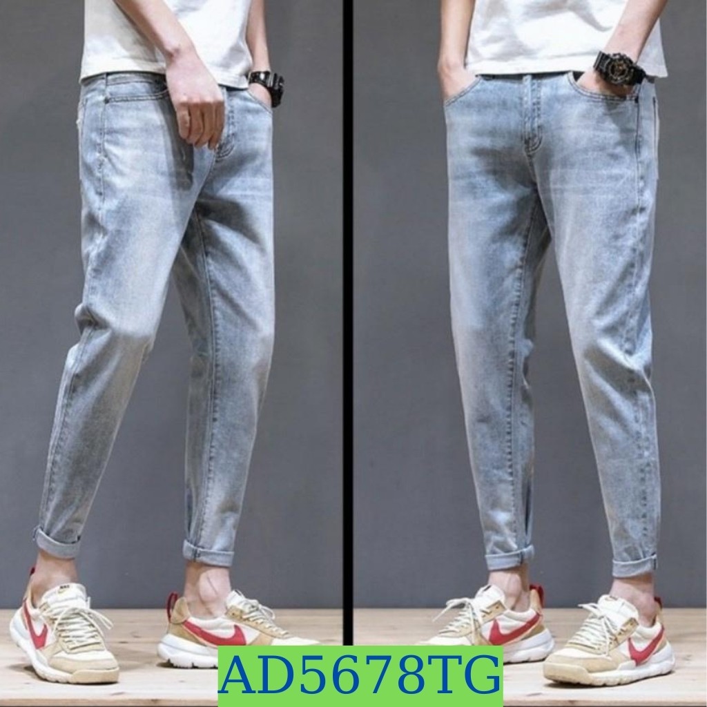 Quần jean nam tenji ad5678tj quần bò nam xanh trơn cào nhẹ cao cấp trẻ trung phong cách tenji store 7 (44-75kg)
