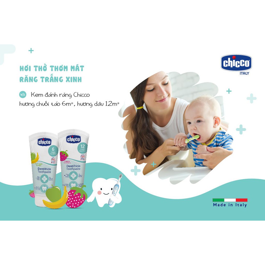 [CHICCO] KEM ĐÁNH RĂNG CHÍNH HÃNG CHICCO CHO BÉ TỪ 6 THÁNG (có thể nuốt)