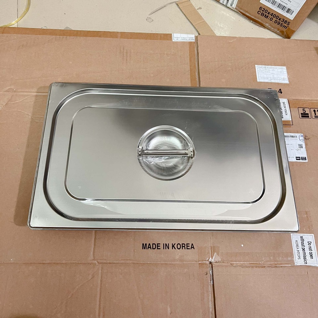 Khay inox GN 1/1 sâu 6.5cm có nắp - 8.5L