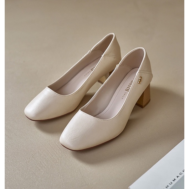 Giày cao gót Dusto da mềm, mũi vuông, gót vuông 5.5cm