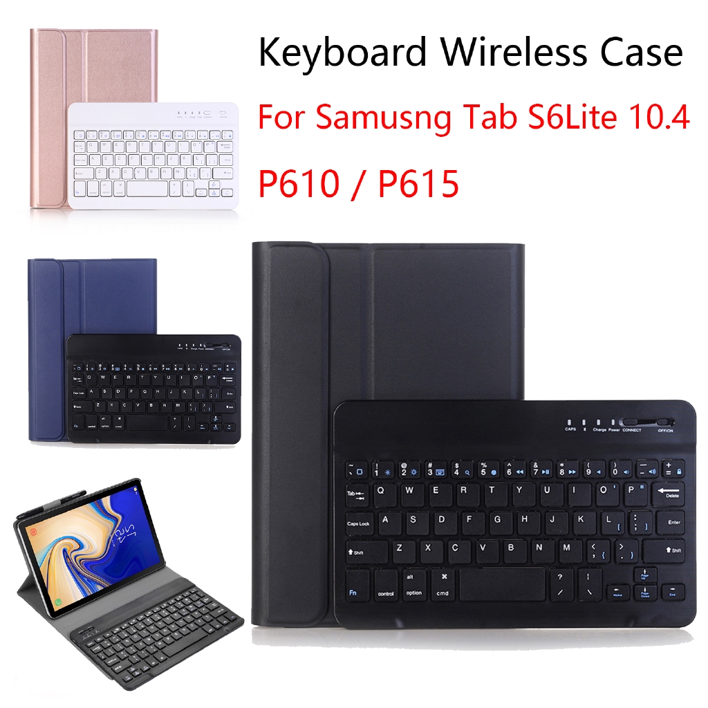 For Samsung Galaxy Tab S6 Lite 10.4 P610 / P615 Wireless Bluetooth Keyboard Ultra Thin PU Leather + ABS Keyboard