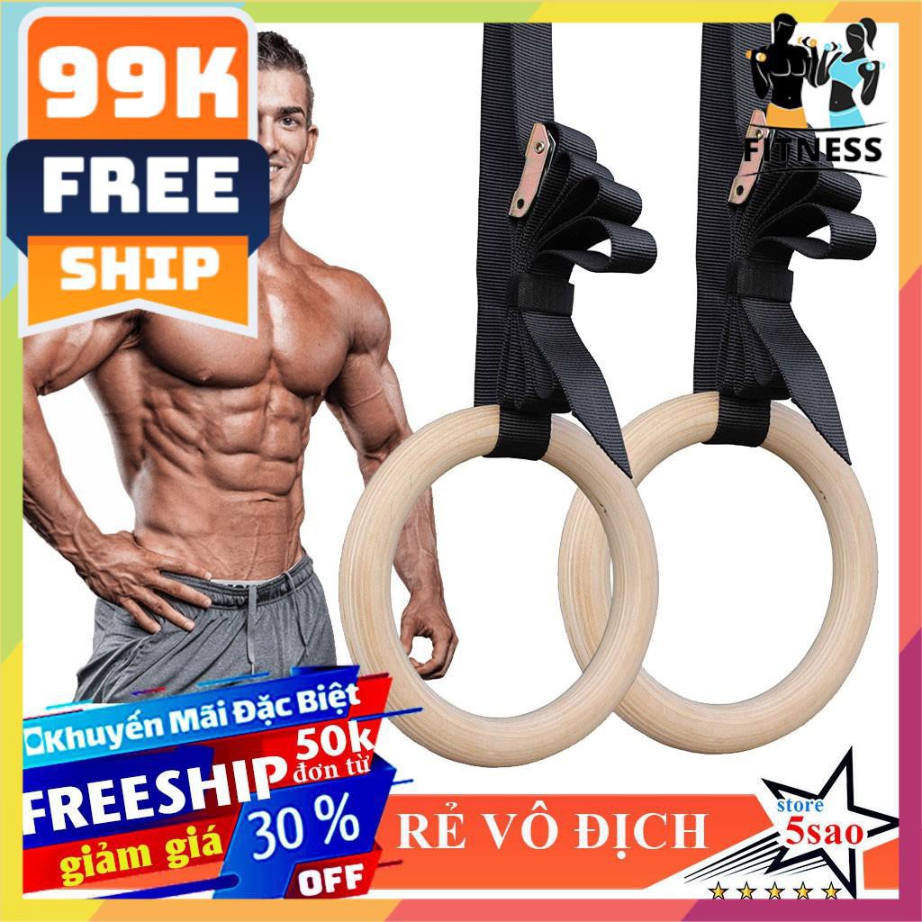 FREESHIP🎁 Vòng xà Gymnastic Rings ⚡giá rẻ⚡ Vòng xà treo Ring Dip gỗ Bạch Dương | hn & tphcm