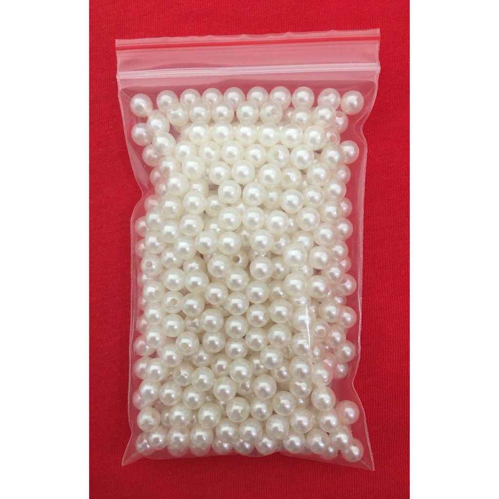 Hạt bẹt nhựa giả ngọc trai 8-10 ly (8-10mm) gói 50gram