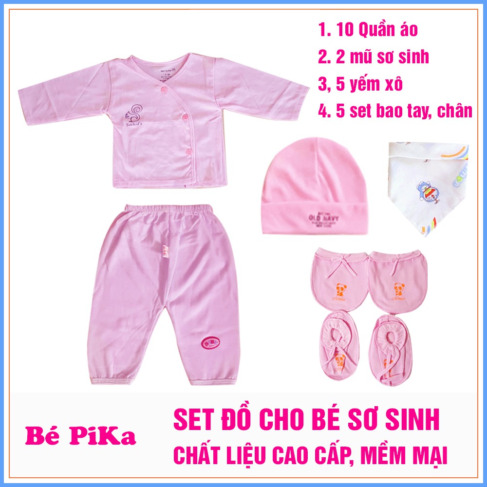 Set đồ sơ sinh 37 món loại đẹp cho bé trai, bé gái từ 0-5kg - Tặng che thóp cho bé