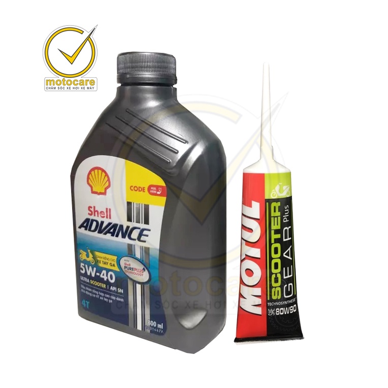 Combo Nhớt dành cho xe tay ga Shell advance ultra scooter 5W40 800ml và nhớt lap(hộp số)