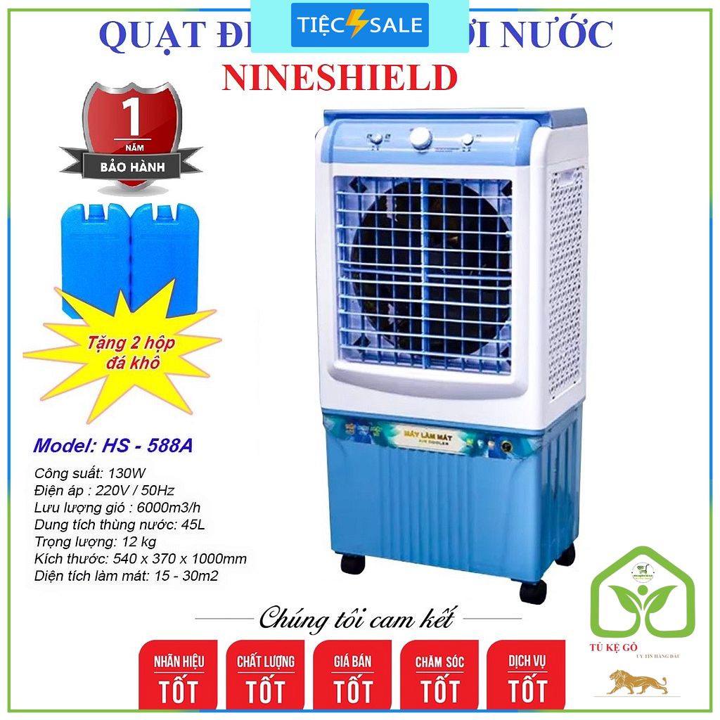 QUẠT ĐÁ/ QUẠT HƠI NƯỚC/ QUẠT ĐIỀU HOÀ HƠI NƯỚC NINESHIELD HS-558A MẪU 45 LÍT