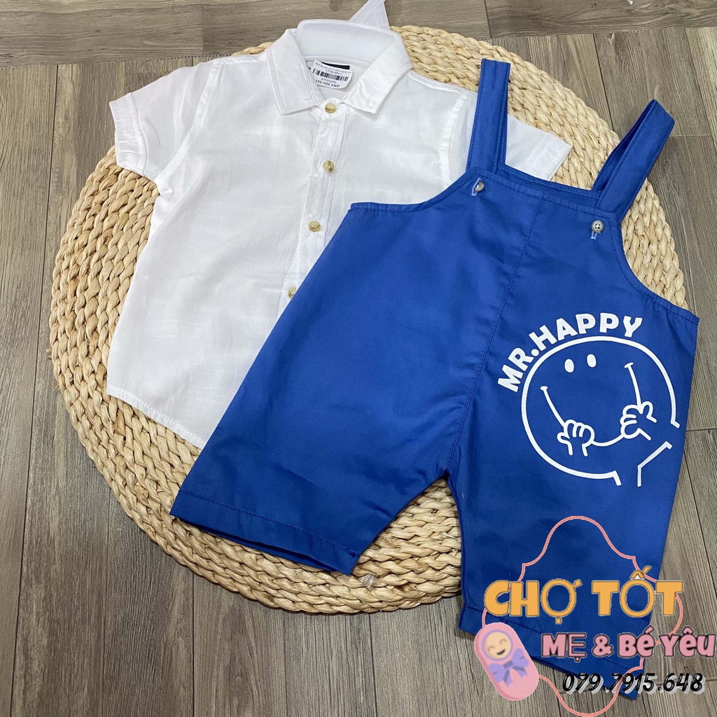 Set áo sơ mi + yếm kaki bé trai