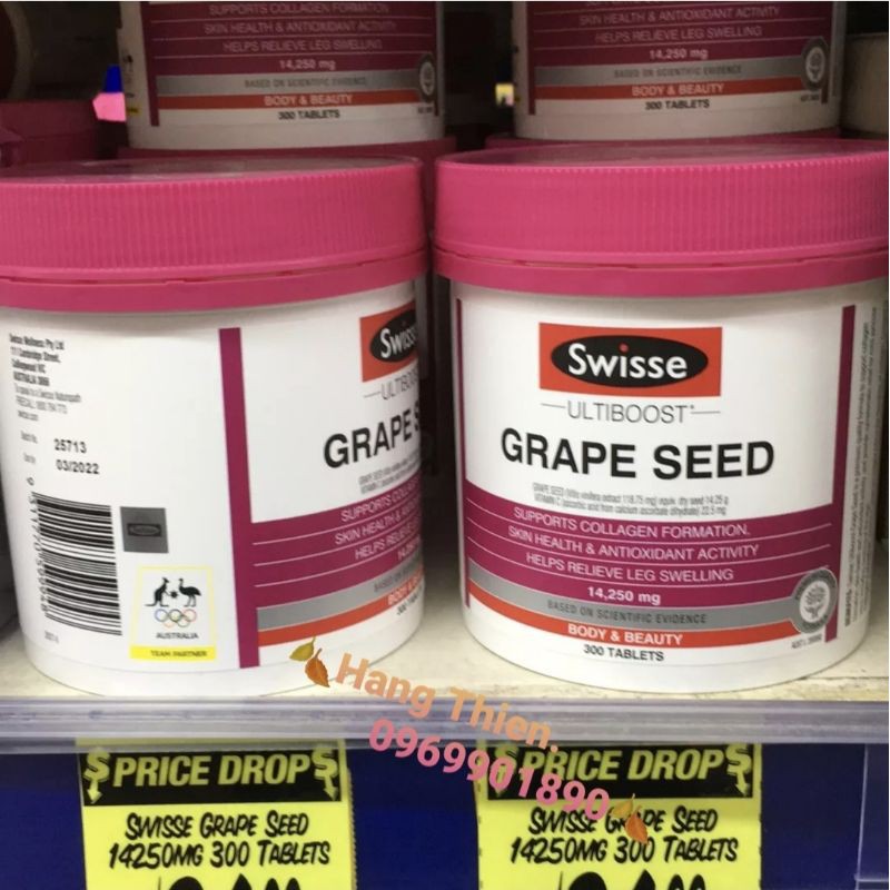(Đủ bill) TINH CHẤT HẠT NHO SWISSE ULTIBOOST GRAPE SEED 14.250MG
