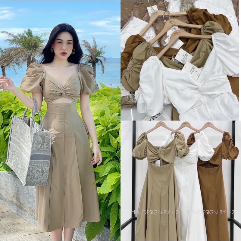 Váy maxi thô tay bồng cut out siêu độc lạ, màu sang tôn da_ảnh thật | WebRaoVat - webraovat.net.vn