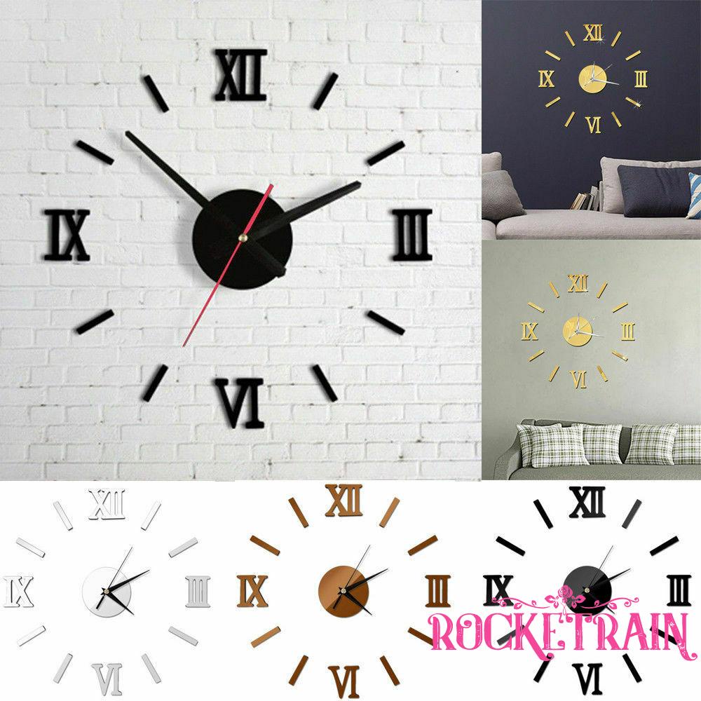 ❁Hl HL☌Đồng hồ dán tường 3D hình số La Mã