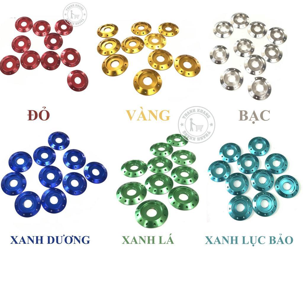 Bộ 10 long đền nhôm cnc lỗ 6LY 8LY ly bắt ốc vương miện,GR5 tinh xảo có nhiều màu lựa chọn SLN66