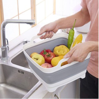 Chậu gấp gọn đa năng kèm thớt thiết kế đa năng