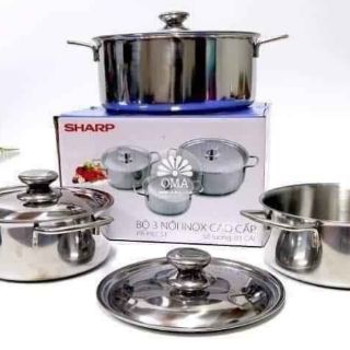 BỘ 3 NỒI SHARP INOX CAO CẤP