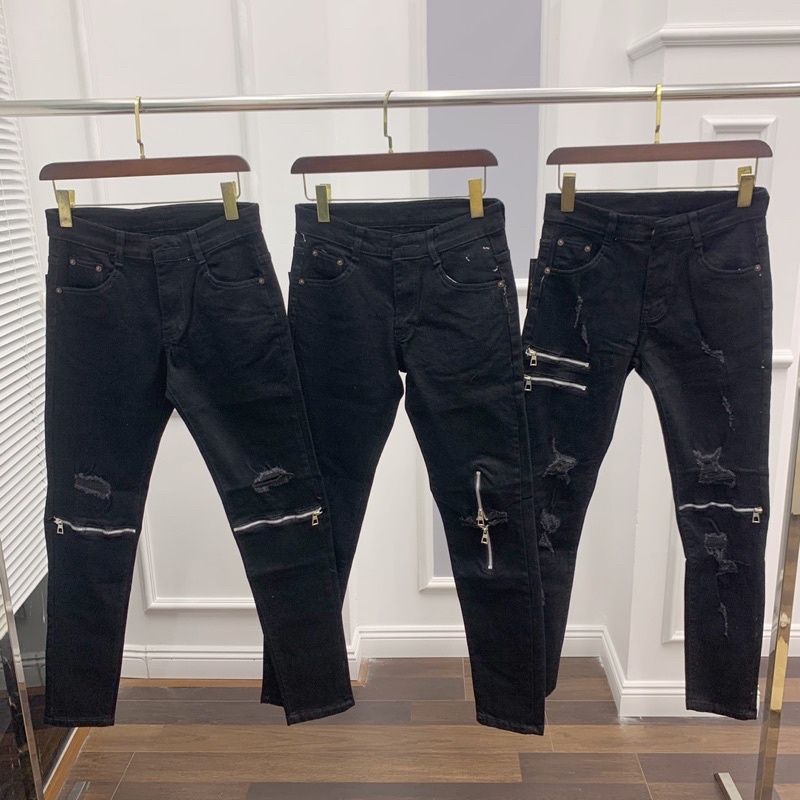 Quần Jean Khoá đùi hót nhất năm nay - bò nam rách gối cực đỉnh