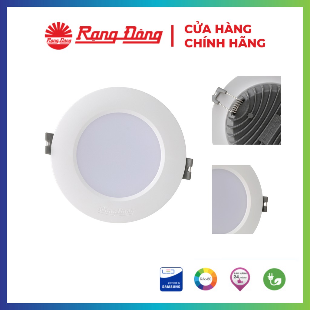 Đèn LED âm trần 7W Rạng Đông, đổi màu, khoét lỗ 90, vỏ nhôm đúc, cánh tản nhiệt, Model: D AT02L ĐM 90/7W