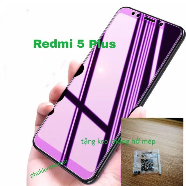 Xiaomi Redmi 5 Plus / Redmi 5 / Redmi 9T 💝FREESHIP Từ 50k💝 Cường lực Redmi 5 plus chống tia UV hại mắt Tím tặng keo mép