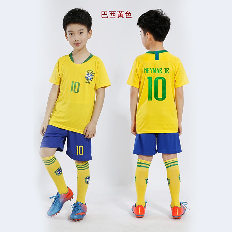 ❧☌Argentina Brazil bộ quần áo bóng đá trẻ em nam nữ học sinh tiểu Đồng phục tập luyện tùy chỉnh đấu của Messi