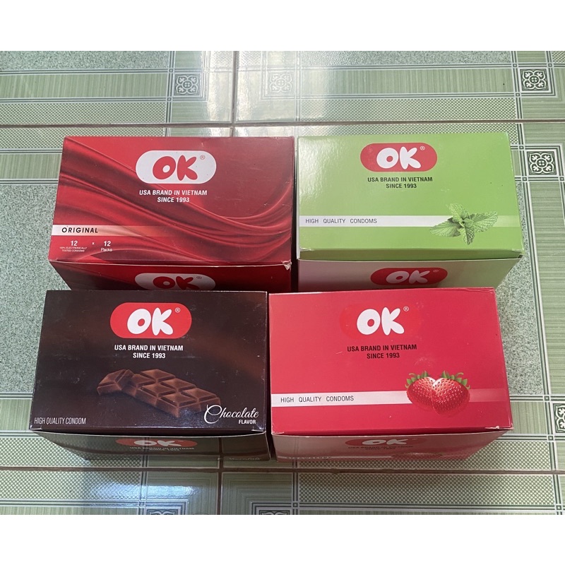 Hộp 144 chiếc Bao cao su OK đa hương vị - Bao cao su gia đình, khách sạn, bình dân
