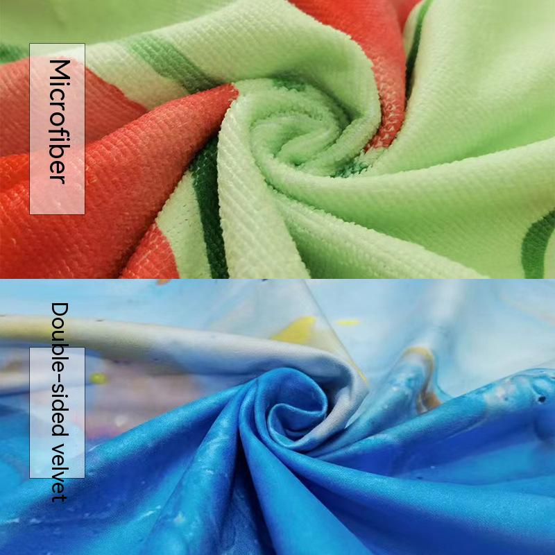 Khăn Tắm Hai Mặt Sợi Nhỏ Thấm Hút Nước Nhanh Khô In Họa Tiết Thời Trang Đi Biển