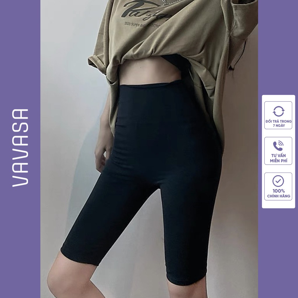 Quần legging nữ lửng cạp cao bigsize nâng mông - quần legging ngố cạp chun mùa hè giá rẻ VAVASA QL01