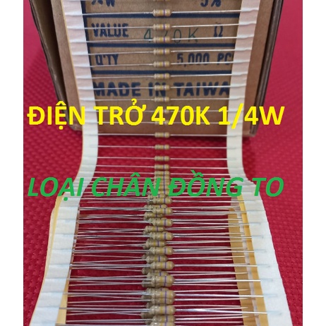 Điện Trở 470K 1/4W 5% Loại Chân To Bằng Đồng