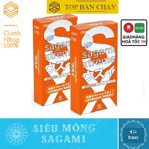 Bao Cao Su SAGAMI LOVE ME ORANGE [CHÍNH HÃNG 100%] Siêu Mỏng Chính Hãng Nhật Bản Hộp 10c, tăng cường khoái cảm tình