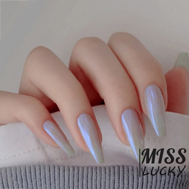 [Hàng mới về] Bộ 24 móng tay giả dáng dài màu lấp lánh độc đáo dùng để trang trí móng DIY