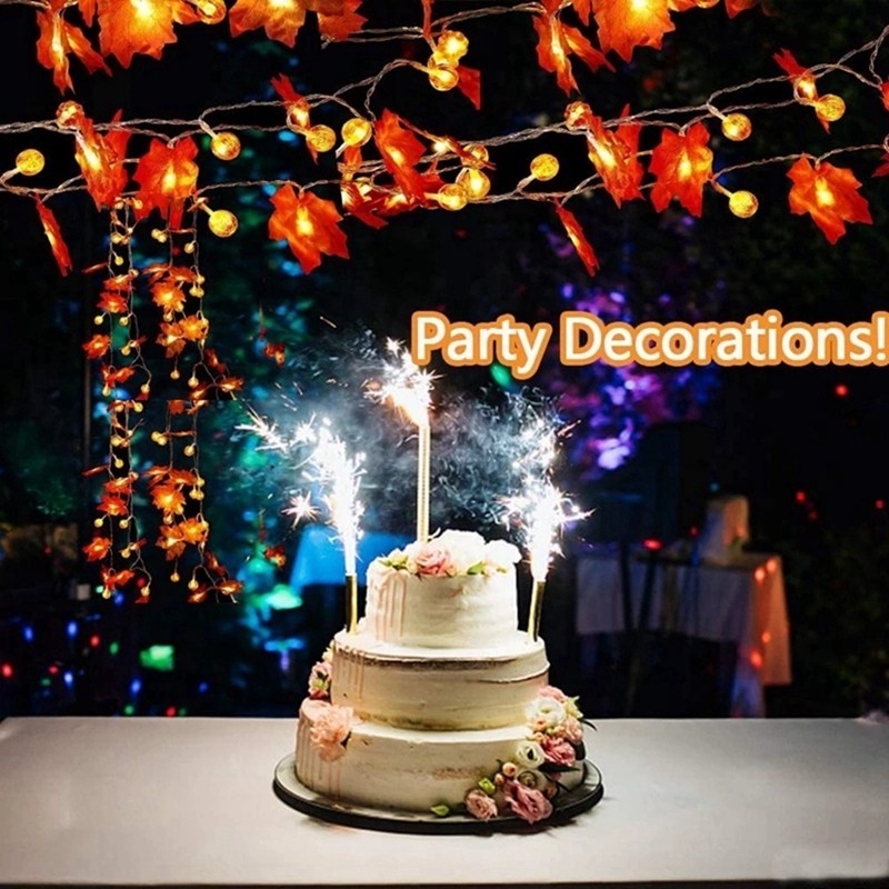 Dây Đèn LED Chạy Bằng Pin Hình Lá Phong / Bí Ngô Trang Trí Lễ Tạ Ơn