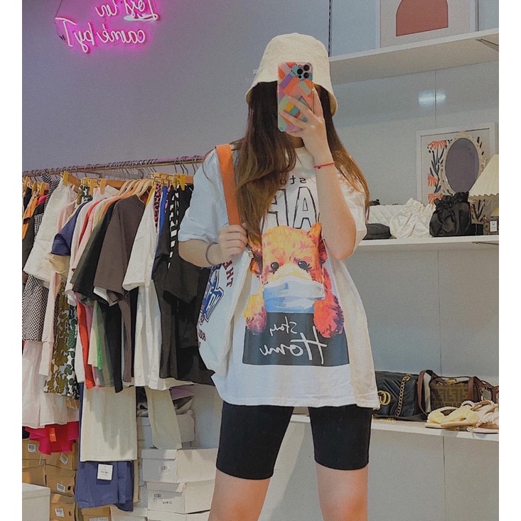 [Mã FAMARAL2 giảm 10K đơn 50K] Sét áo phông gấu SAFE mix quần legging lửng TH6