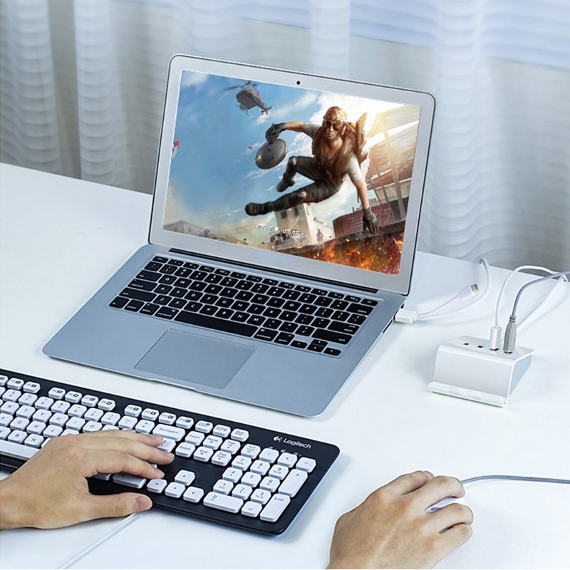 Hub Chia 4 Cổng USB OTG Type C Và Micro USB OTG USB 2.0 Kèm Giá Đỡ Điện Thoại / Máy Tính Bảng / Máy Tính Bảng / Laptop