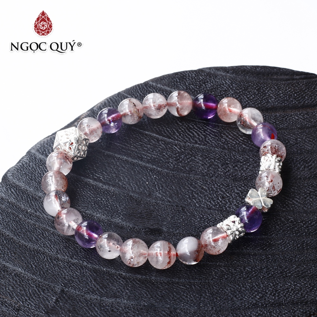 Vòng SS phối charm cỏ 4 lá bạc - Ngọc Quý