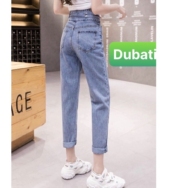 QUẦN JEAN BAGGY NỮ PHONG CÁCH HÀN QUỐC 3 NÚT NÂNG MÔNG LƯNG CAO SÀNH ĐIỆU- DUBATI FASHION