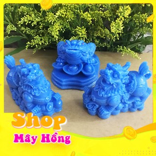 Combo 3 tượng phong thủy cặp tỳ hưu và  thiềm thừ màu xanh dương mang tài lộc cho mọi người hợp mệnh thủy mộc
