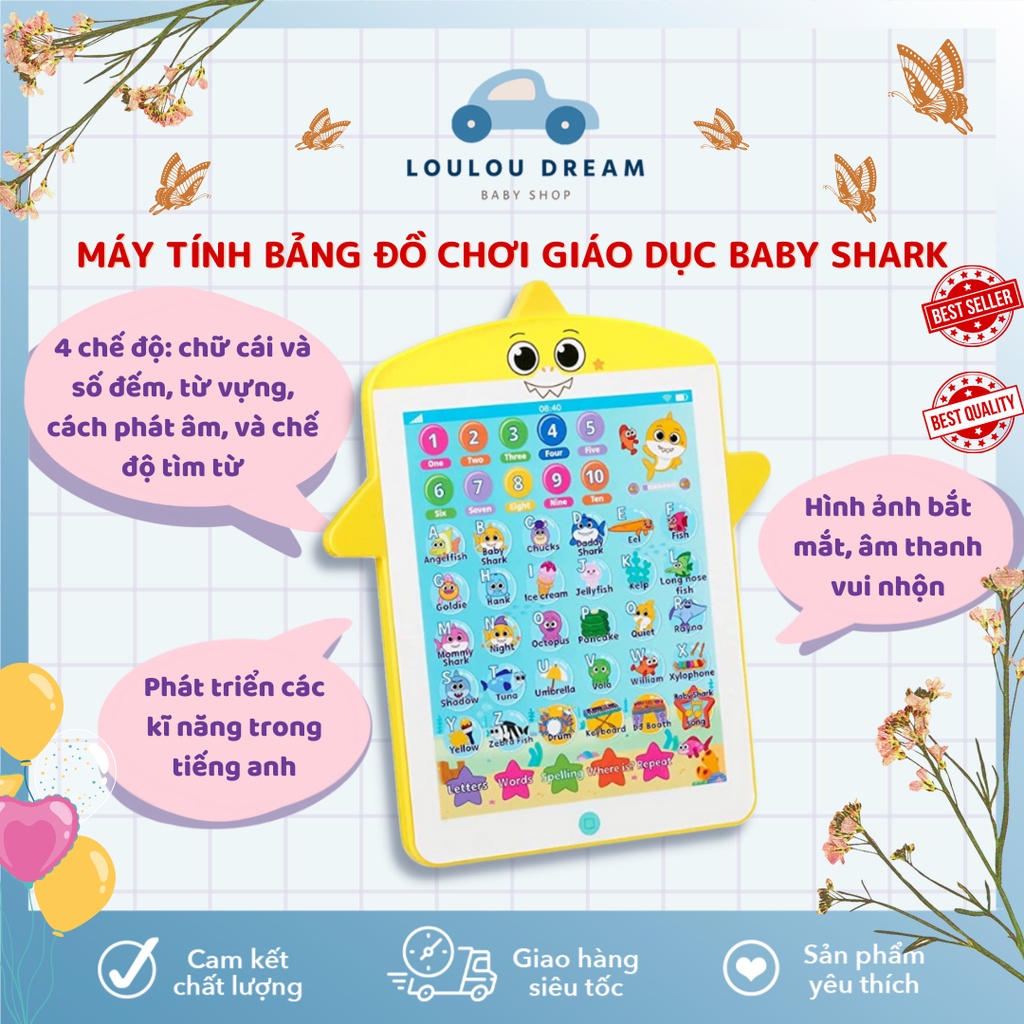 Đồ chơi Baby Shark Tablet - Máy tính bảng đồ chơi giáo dục Baby Shark Pinkfong thú vị cho bé chính hãng Mỹ