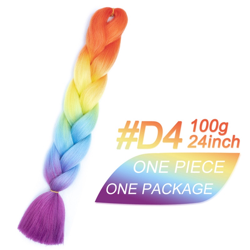 Tóc giả thắt bím 24 inch nhiều màu sắc gradient sành điệu thời trang cho nữ